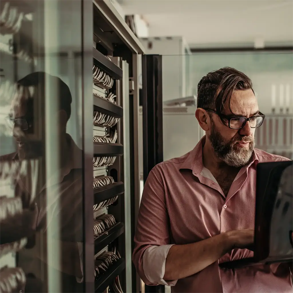 Man in datacenter