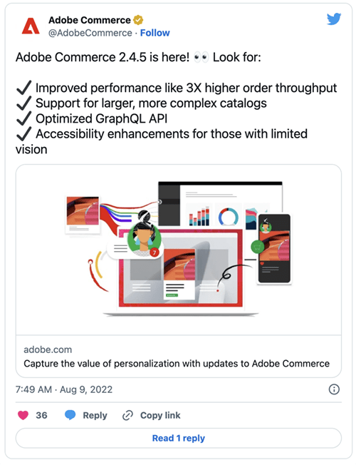 Adobe Commerce 2.4.5 Tweet