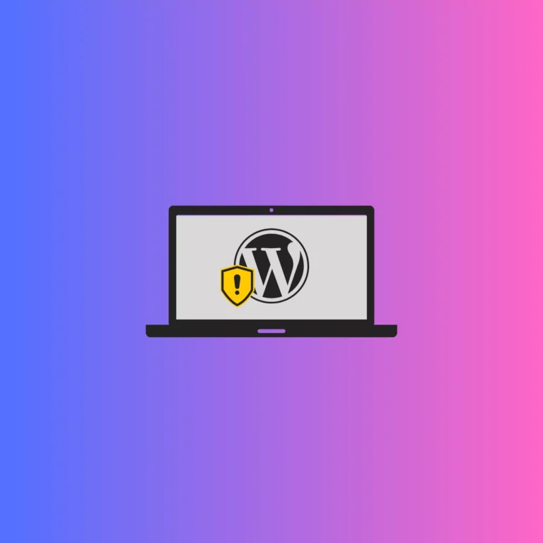 Secure WordPress website illustration featuring a laptop displaying the WordPress logo and security warning icon - Tips to avoid common WordPress security mistakes