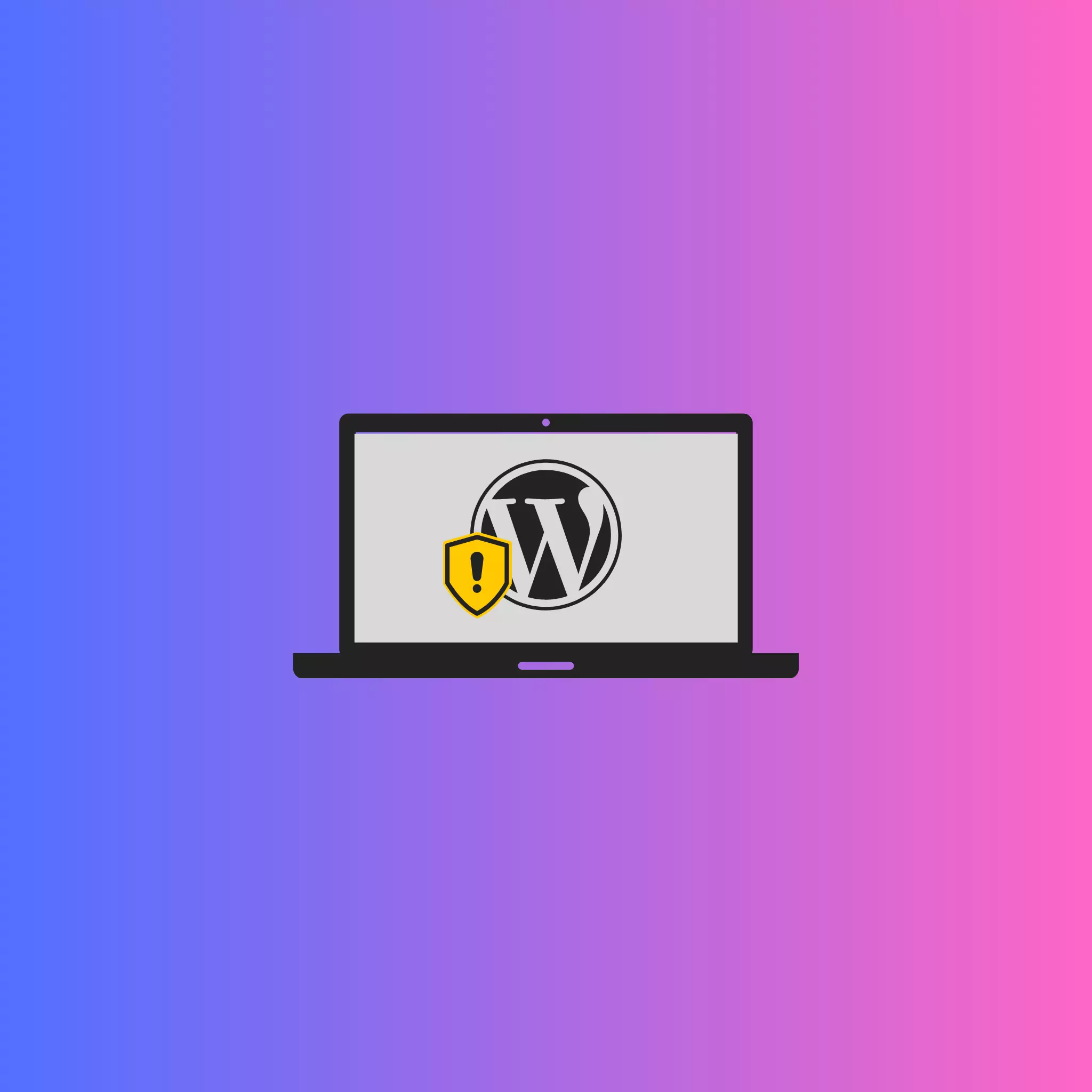Secure WordPress website illustration featuring a laptop displaying the WordPress logo and security warning icon - Tips to avoid common WordPress security mistakes