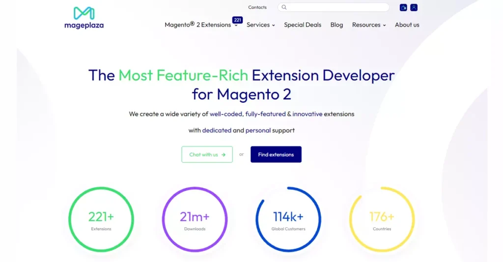 Mageplaza website screenshot - Magento extensions and solutions