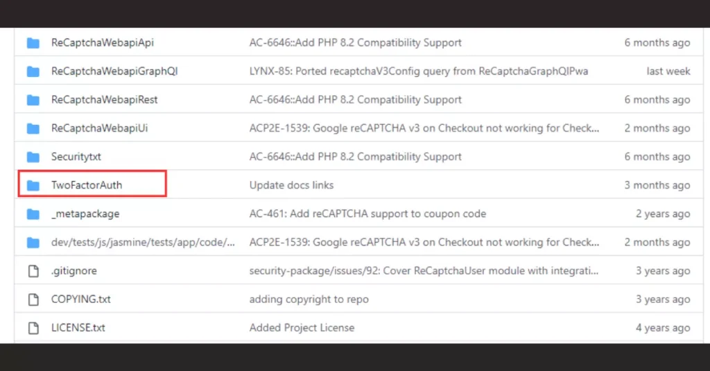 Screenshot of Extracting TwoFactorAuth Folder from Magento Security Package on Github
