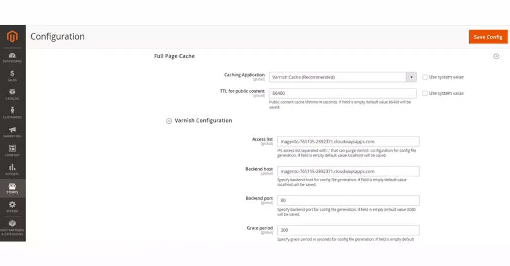 A screenshot that displays the steps for configuring Varnish cache in Magento, a popular caching solution that can help speed up website performance.