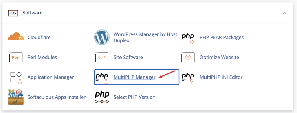 cPanel MultiPHP Manager