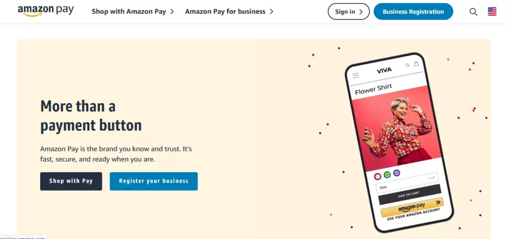 "Amazon Pay Website Screenshot - Secure and Convenient Payment Gateway for Magento Ecommerce Stores