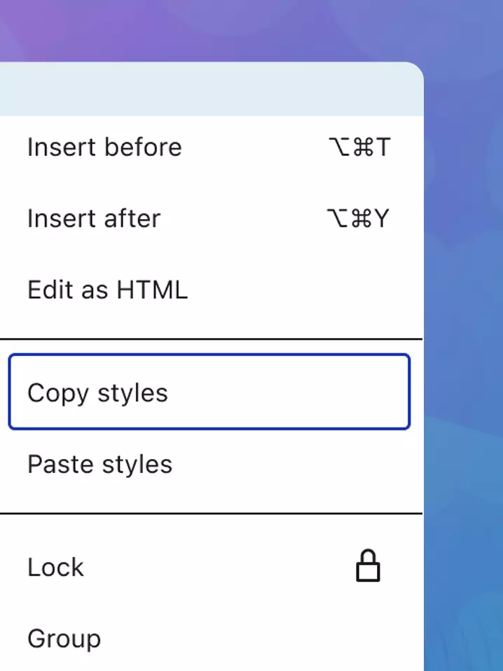 Screenshot demonstrating the copy and paste styles feature in WordPress 6.2, enabling users to easily apply consistent styling across multiple blocks
