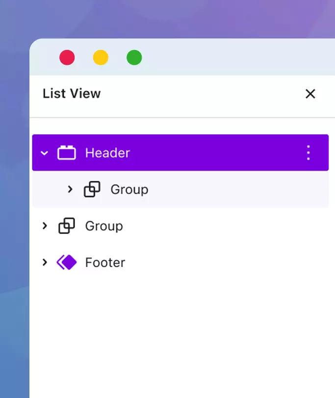 Screenshot showcasing the color-coded identification of templates and blocks in WordPress 6.2, simplifying the editing process and enhancing user experience.