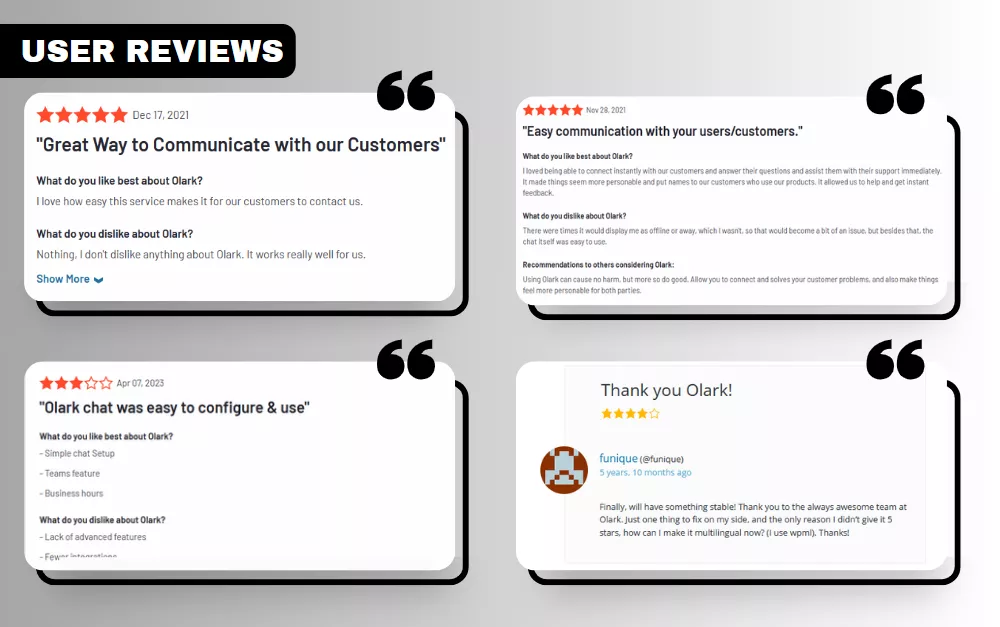 User reviews for the Chatra WordPress live chat plugin, showcasing real user experiences.