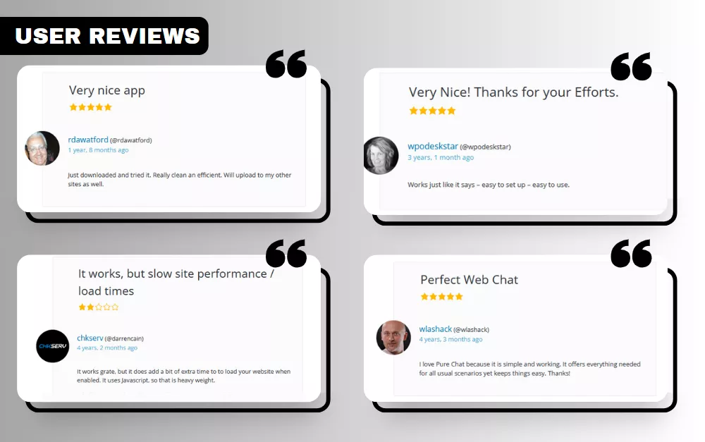 User reviews for the Formilla WordPress live chat plugin, showcasing real user experiences.