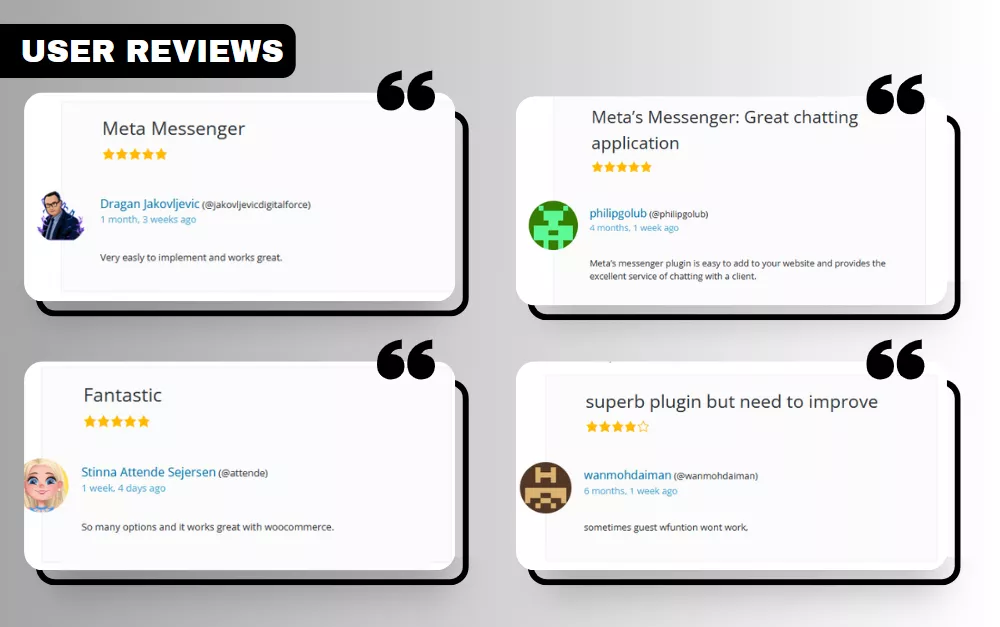 User reviews for the Pure Chat WordPress live chat plugin, showcasing real user experiences.