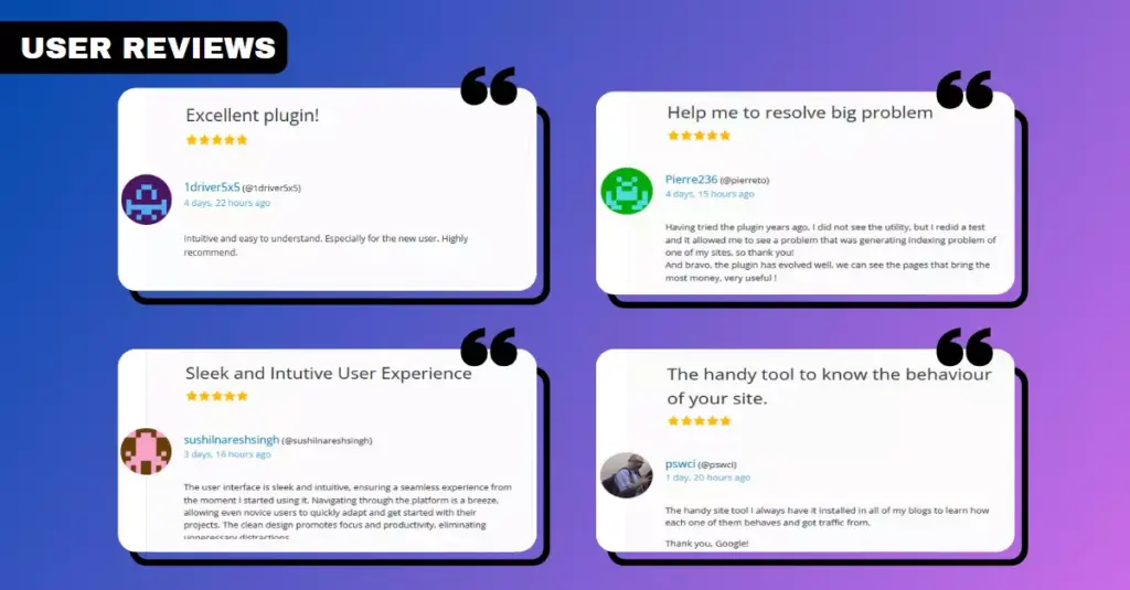 User reviews and ratings for the Site Kit by Google plugin on WordPress repository, displaying its popularity and high satisfaction among users.