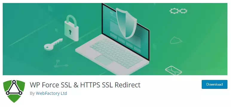 Screenshot of the WP Force SSL & HTTPS Redirect plugin page on the WordPress repository, highlighting its features and developer details - Streamlining secure redirection in WordPress with force SSL.