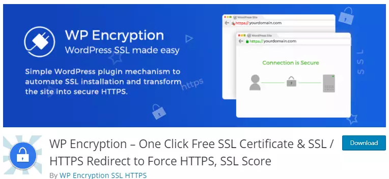 Snapshot of the WP Encryption plugin page on the WordPress repository, revealing developer information and plugin branding and details - A standout choice for WordPress SSL encryption.