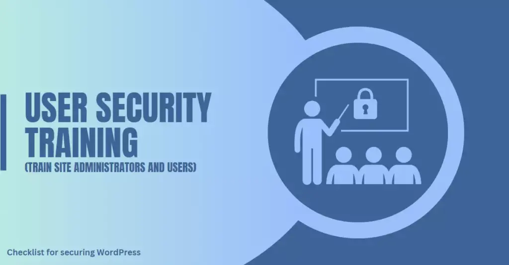 Image displaying a training class icon, illustrating the necessity of training site administrators and users as a critical measure in the checklist for securing a WordPress site.