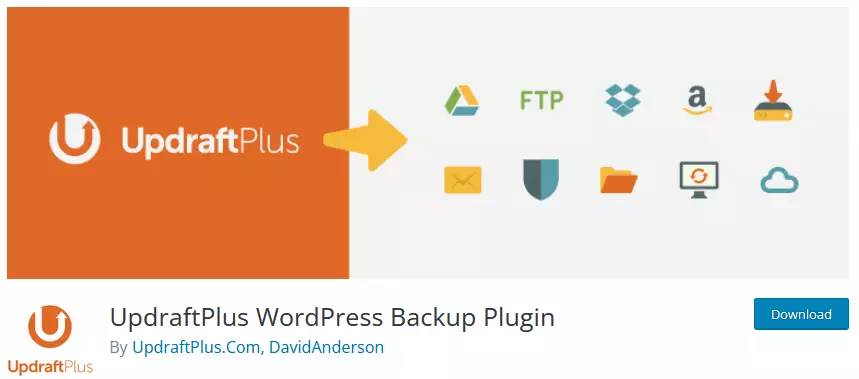 Screenshot displaying the UpdraftPlus WordPress Backup Plugin in the WordPress Repository