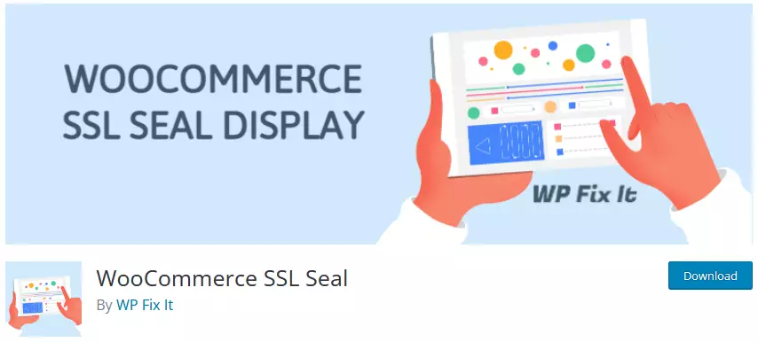 Screenshot of the WooCommerce SSL Seal plugin page on the WordPress repository, highlighting plugin features and author information - Secure eCommerce with WooCommerce SSL Seal plugin in WordPress.