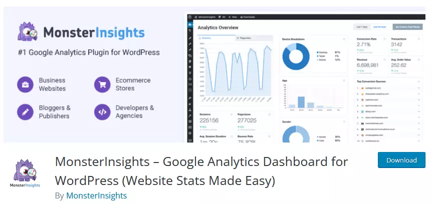 MonsterInsights Plugin - Unleash the Power of Google Analytics on Your WordPress Site | Developer: MonsterInsights