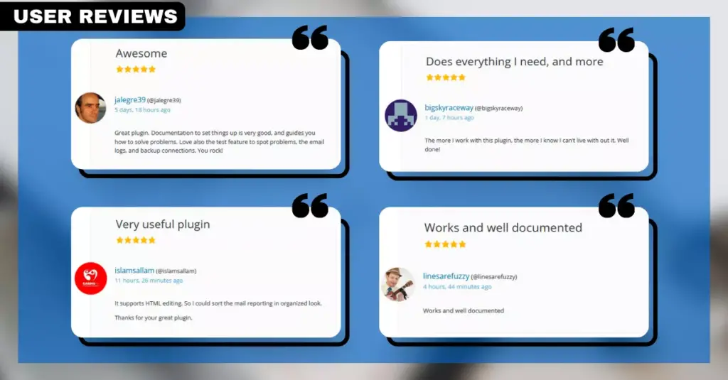 WP Mail SMTP User Reviews - Customers Share Their Positive Experiences with WP Mail SMTP Plugin