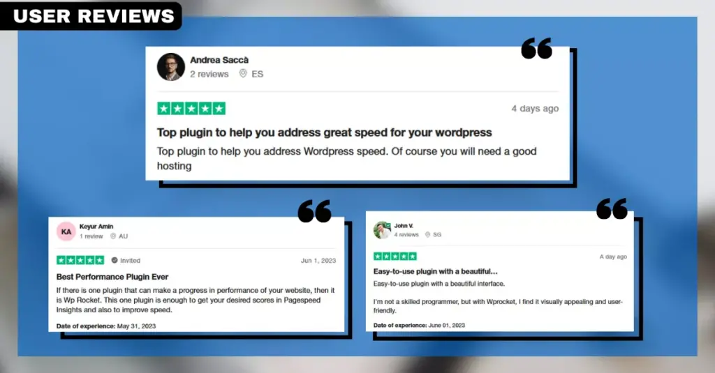 WP Rocket User Reviews - Customers Share Their Positive Experiences with WP Rocket Plugin