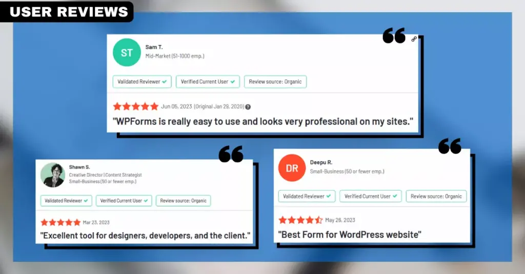 WPForms User Reviews - Customers Share Their Positive Experiences with WPForms Plugin