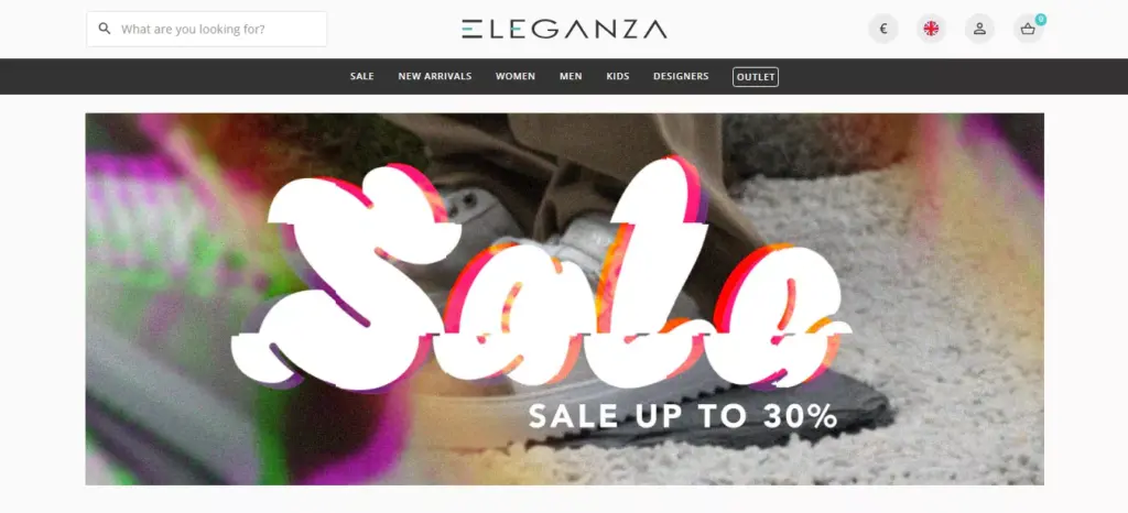 Screenshot of Eleganza's Homepage