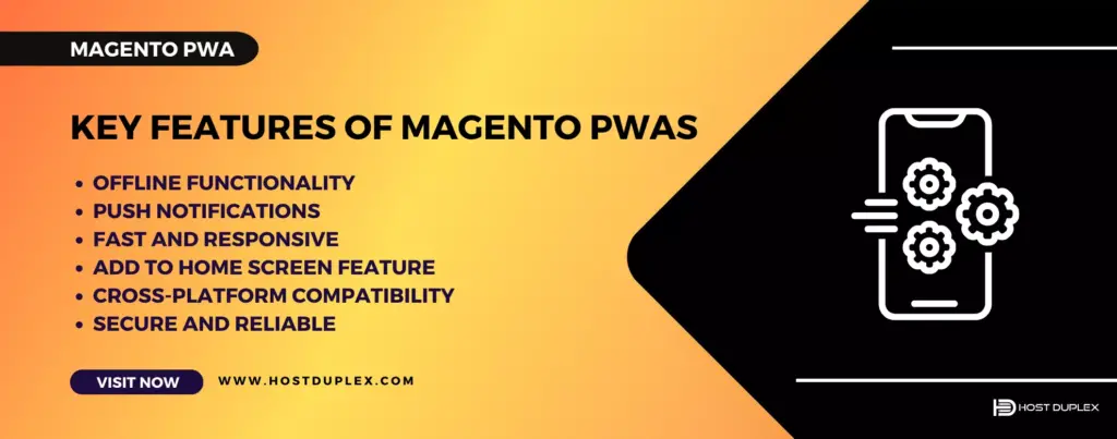 Image showcasing various feature icons, representing the diverse capabilities of Magento PWA.