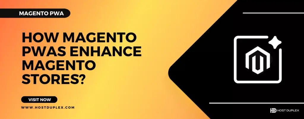 Image illustrating the enhancement icon combined with the Magento logo, symbolizing the improvements brought by Magento PWA to Magento stores.