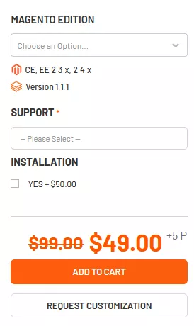Screenshot of the pricing details for the Magenest Ajax Search extension, a top Magento search extension for improving eCommerce search functionality.