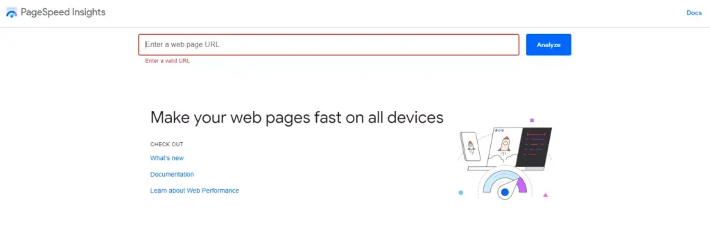 Screenshot of Google PageSpeed Insights interface showing website speed test results for optimal WordPress performance.