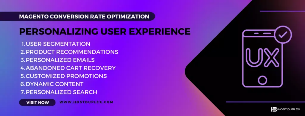 Personalizing user experience strategy for Magento conversion rate optimization, illustrated by an icon of a personalized user experience.
