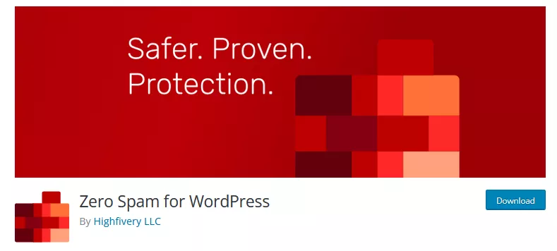 Screenshot of the WordPress repository page for the Zero Spam plugin, a popular choice among anti-spam WordPress plugins.