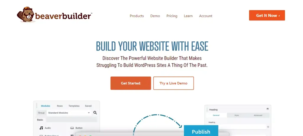 Website screenshot showcasing the design and features of the customizable WordPress BreaveBuilder theme for 2023.