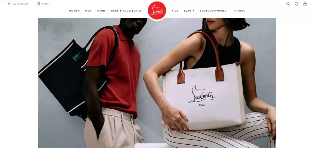 Christian Louboutin's official website homepage showcasing iconic red-soled shoes and luxury fashion design.