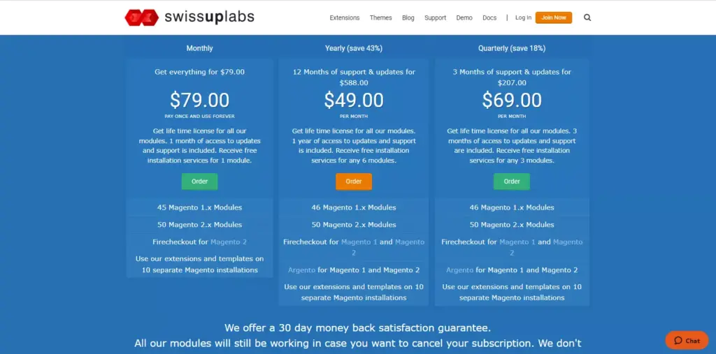 Screenshot of the pricing details for the Improved Admin Security by Swissuplabs extension