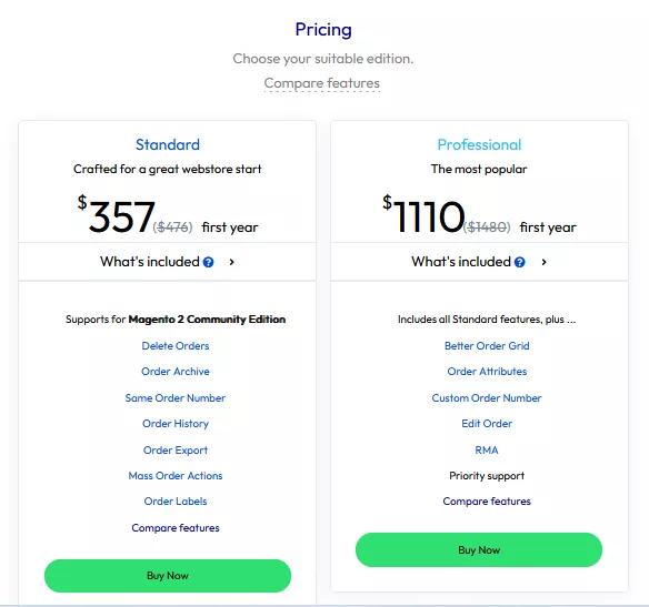 Screenshot of Mageplaza's Order Management Suite pricing - Transparent and flexible pricing options to fit your business needs. 