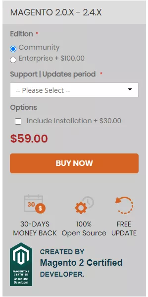 Screenshot of the pricing details for Spam and Bot Blocker for Magento 2 by MageAnts