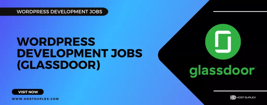 Glassdoor logo alongside the title 'WordPress Development Jobs for August 2023'.