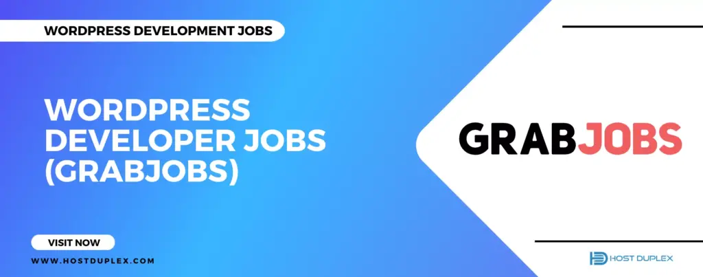 GrabJobs logo with the title 'WordPress Developer Jobs for August 2023'.