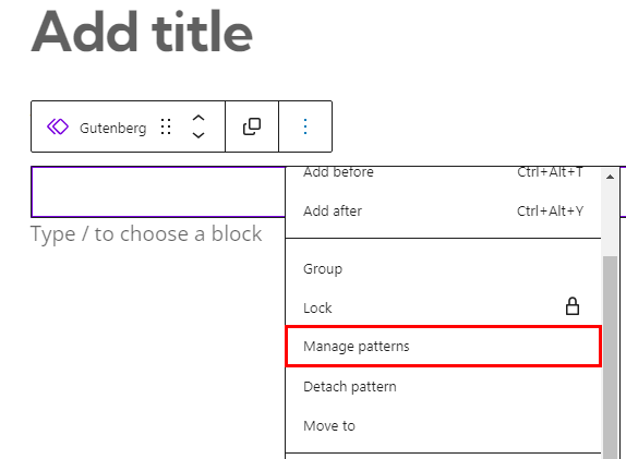 Screenshot displaying reusable block accessing and editing feature in WordPress Block editor 