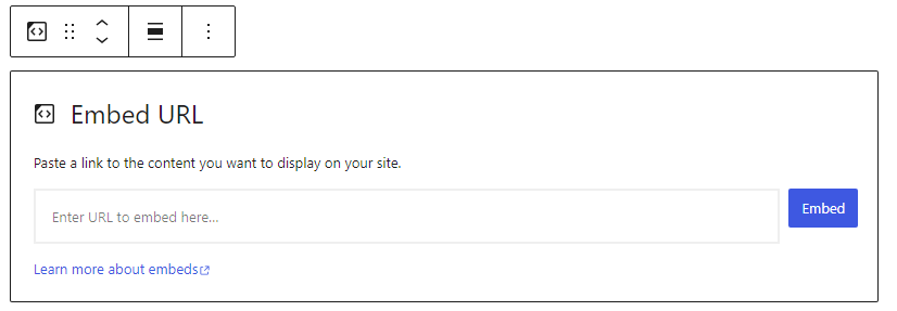 Screenshot of embed block