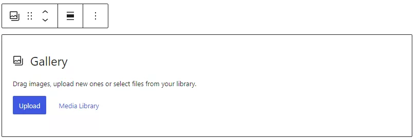 screenshot of gallery block in WordPress block editor 