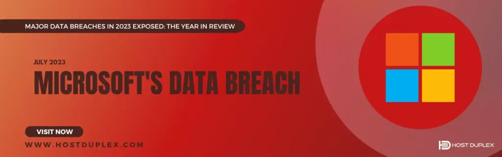 Text and Microsoft logo illustrating the details of Microsoft's data breach affecting multiple services.