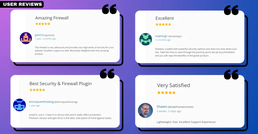 Screenshot capturing user reviews and feedback for the 'MalCare' plugin