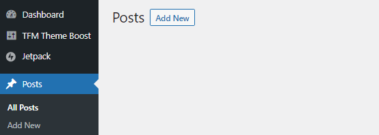 Screenshot of posts section in wordpress dashboard