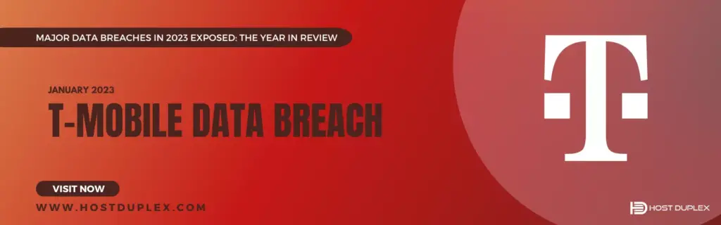 Text and T-Mobile logo featured prominently, emphasizing the January 2023 data breach incident at T-Mobile.