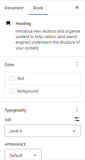 screenshot of adjusting block setting option in block editor.