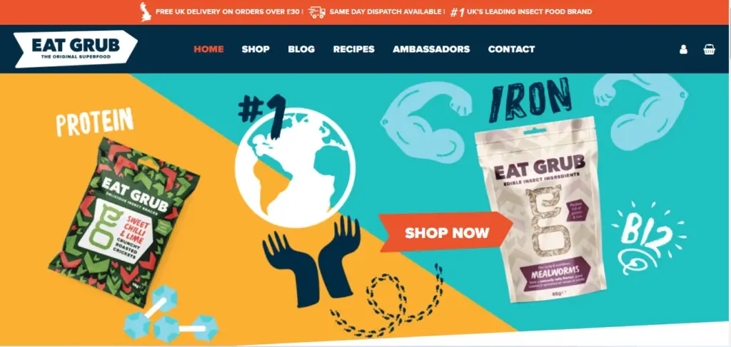 EatGrub Website: Sustainable Edible Insects and Eco-Friendly Foods