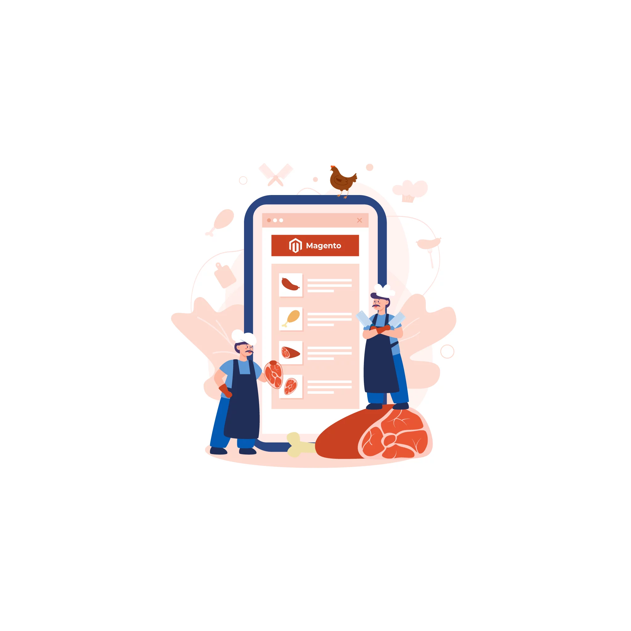 Online butchers showcasing various cuts of meat for their meat delivery e-commerce business with Magento 2.