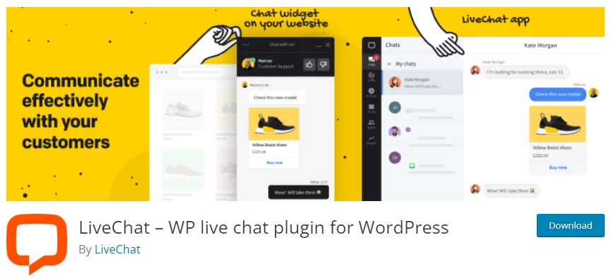 LiveChat plugin listing in the WordPress repository.