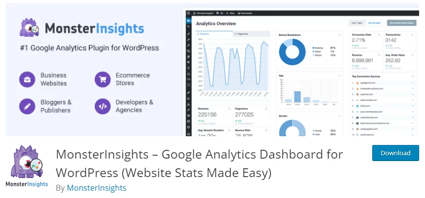 MonsterInsights plugin listing in the WordPress repository.